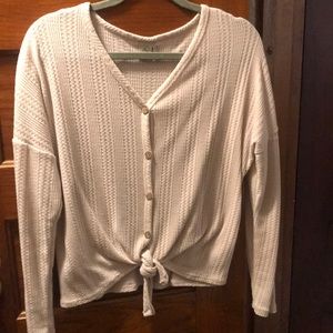 Cable knit front tie dolman shirt